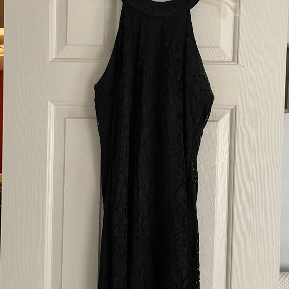 Halter neck floral lace vintage midi cocktail party dress - Picture 2 of 2